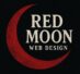 A red crescent moon logo with red moon web design