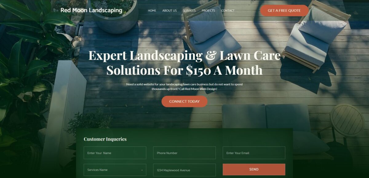 Screenshot of Landscaping website
