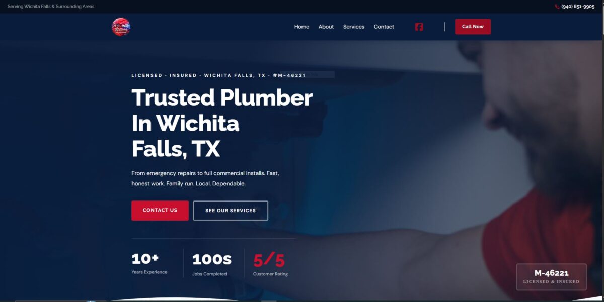 Tp Plumbing Wichita Falls TX plumber web design sample
